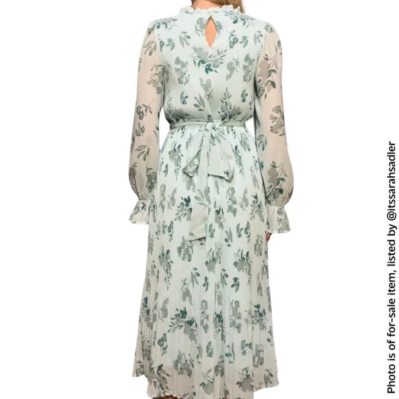 ANRABESS Women's Floral Chiffon Midi Dress with Puff Long Sleeves and Mock Neck - Picture 5 of 15